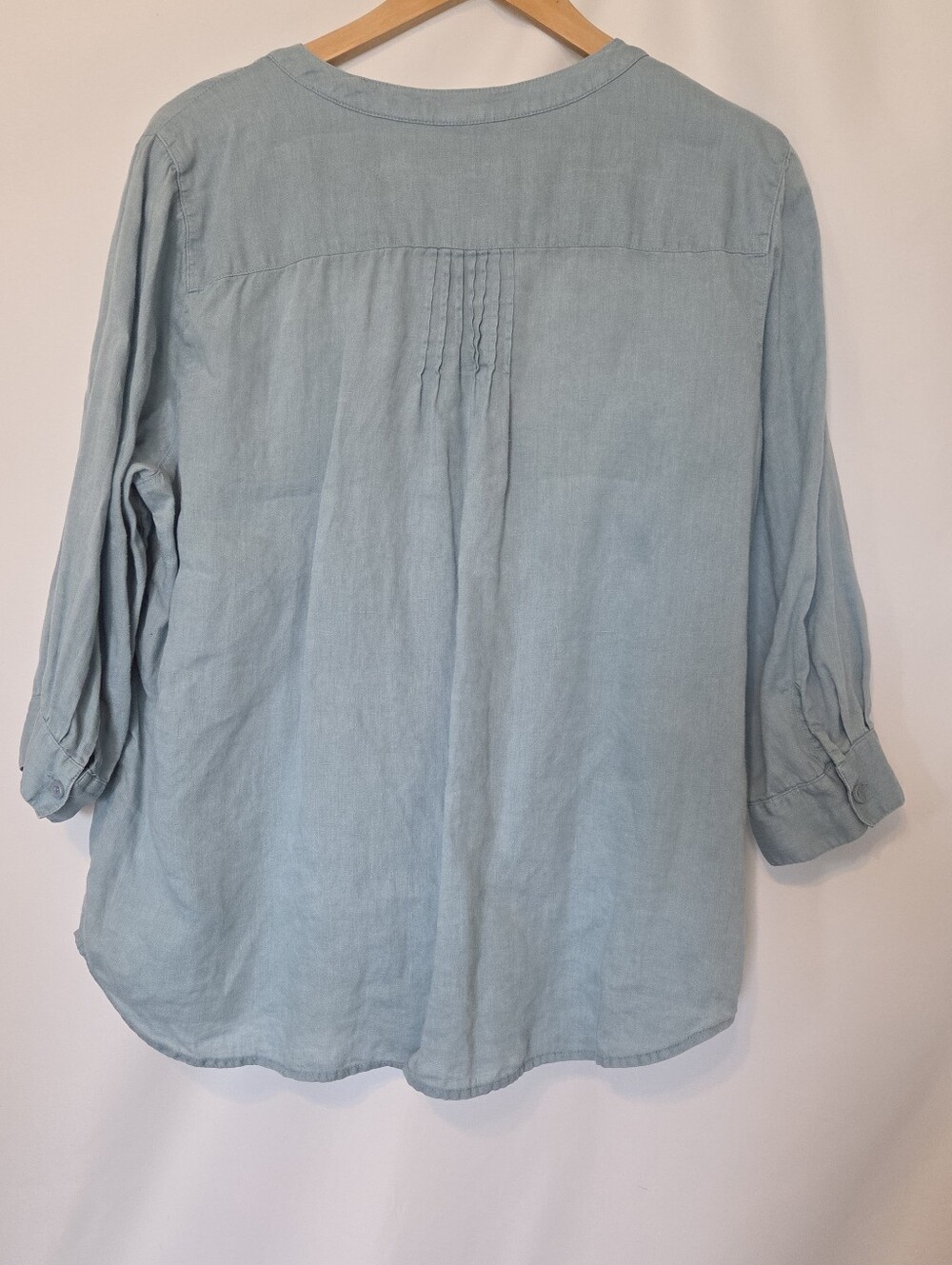 Linen Button Down Pintuck Blouse - Picture 7 of 13